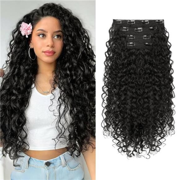 Other - Clip in Hair Extensions, FLUFYMOOZ 4PC 100％ Pure Protein Silk Hair Extensions